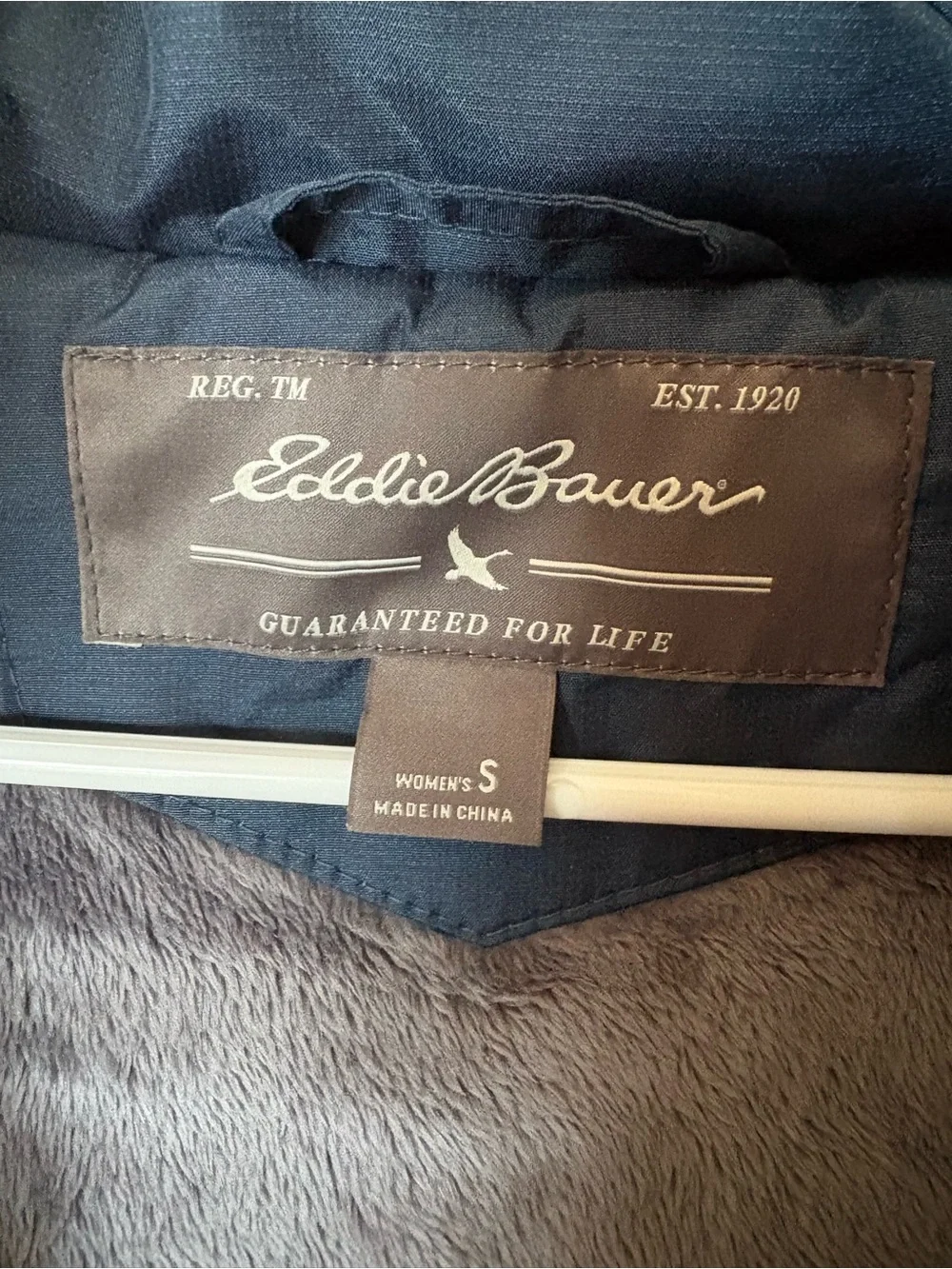 Eddie Bauer Navy Quilted Long Puffer Coat with Hood